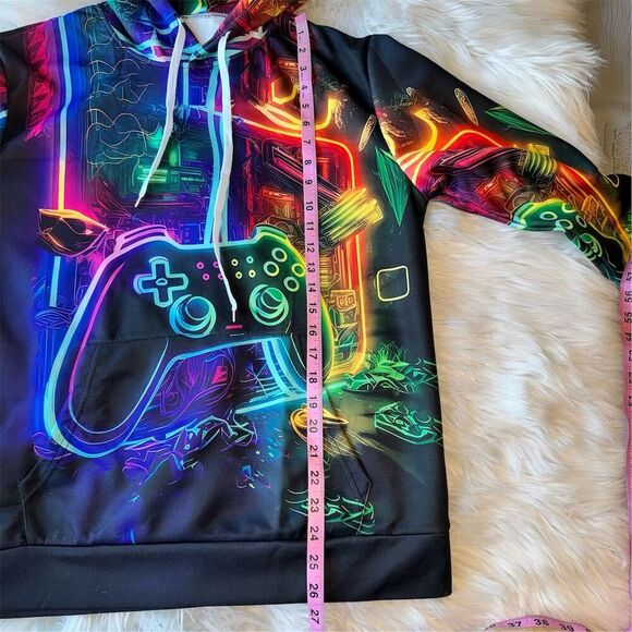 Gamer Unisex Hoodie Multicolor Novelty Cartoon Size Small Halloween - Picture 9 of 9